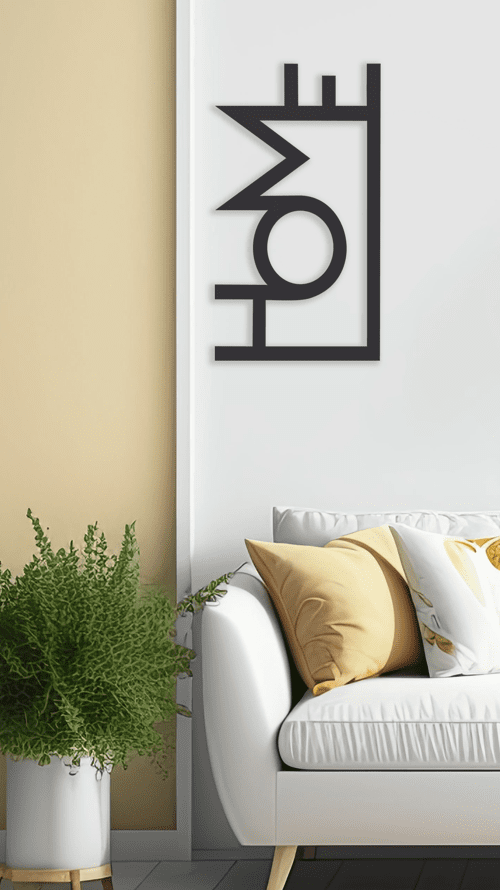 Wooden wall decoration home sign close up