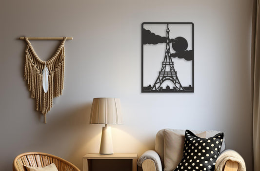 Eiffel Tower Wooden Wall Decoration on a boho wall